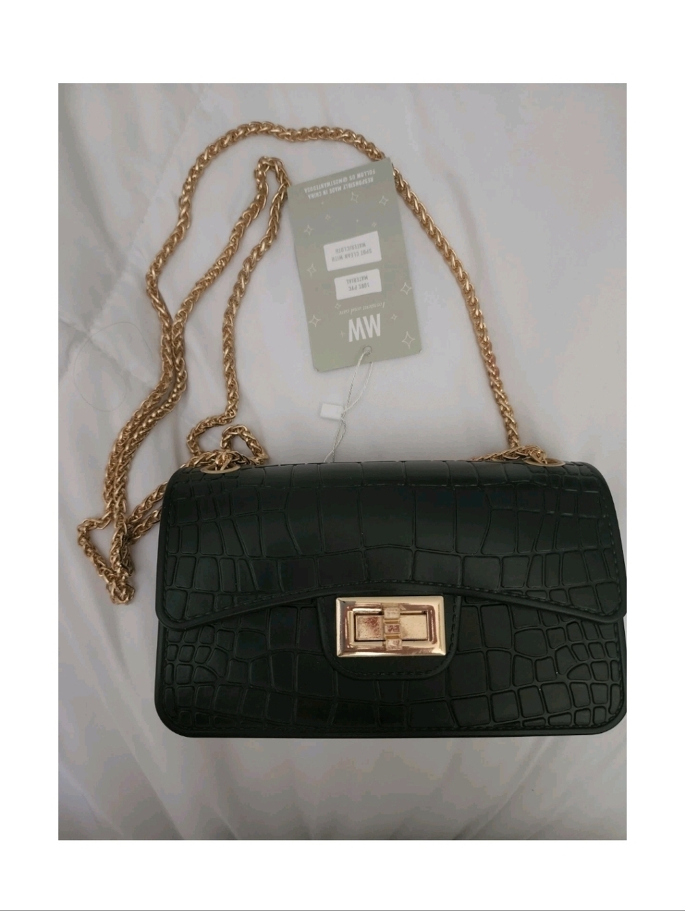 🌺 Most Wanted Textured Jelly Crossbody Chain Bag in Black - Picture 7 of 7